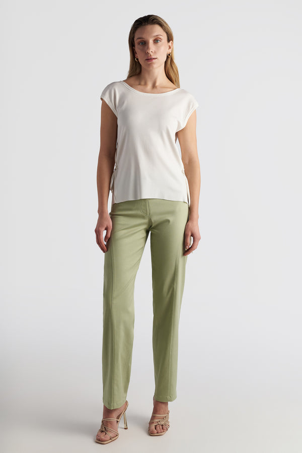 Deep Plunge V-back Top With Side Detail