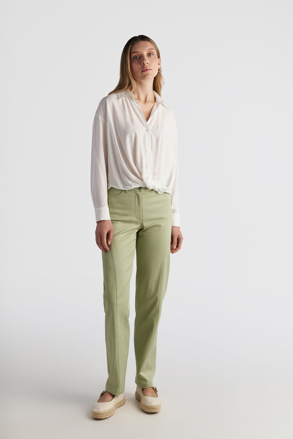 V-Neck Shirt With Twisted Knot Detail