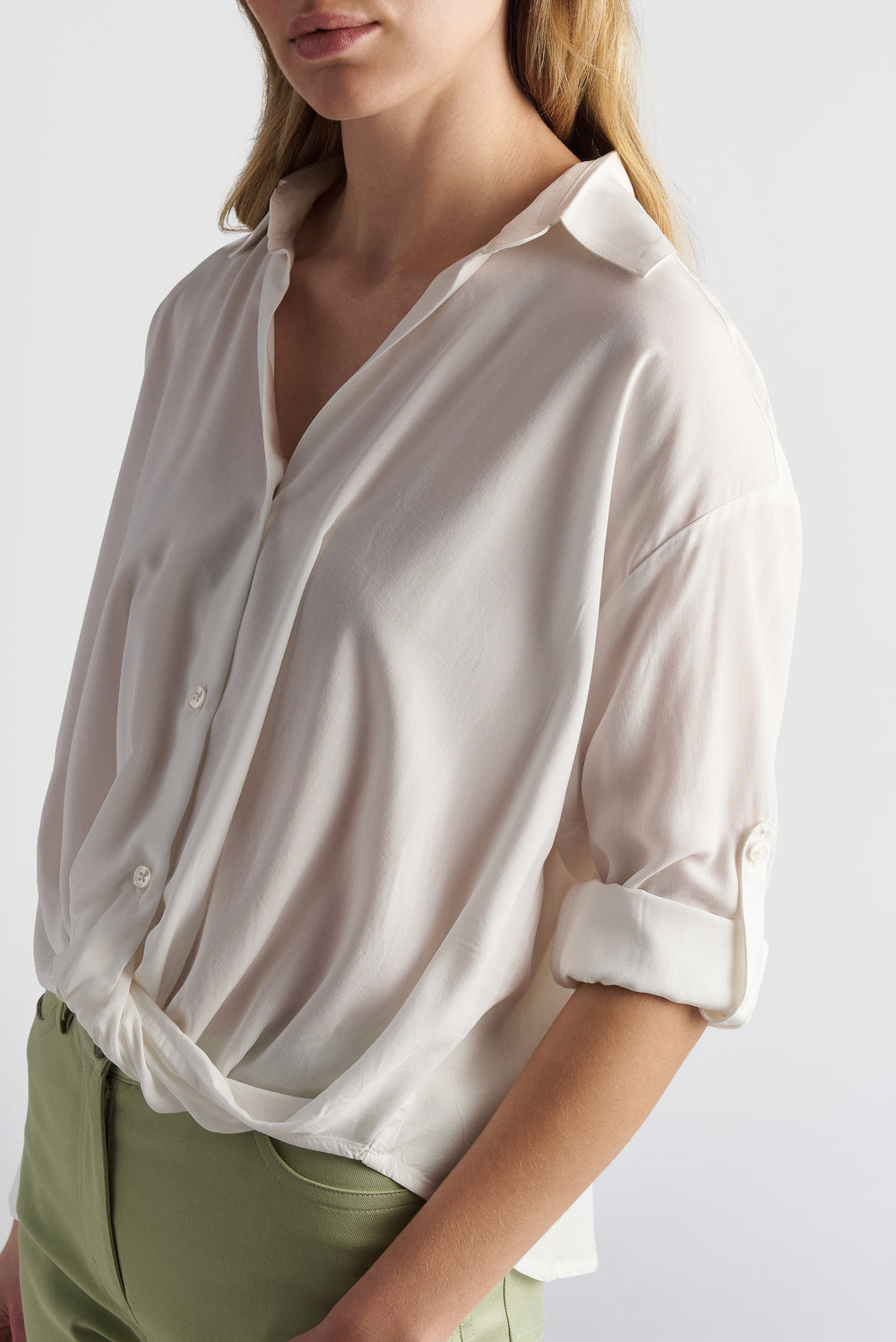 V-Neck Shirt With Twisted Knot Detail
