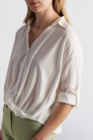V-Neck Shirt With Twisted Knot Detail