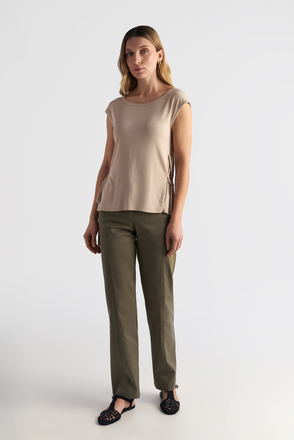 Deep Plunge V-back Top With Side Detail