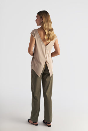 Deep Plunge V-back Top With Side Detail