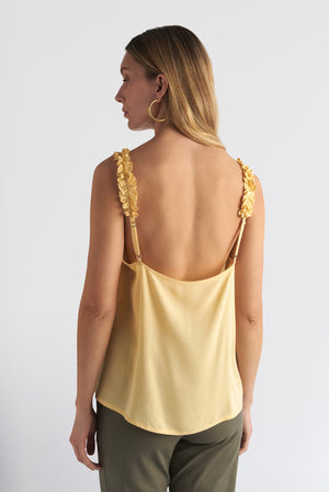 Ruffle Strap Cami With Button Detail