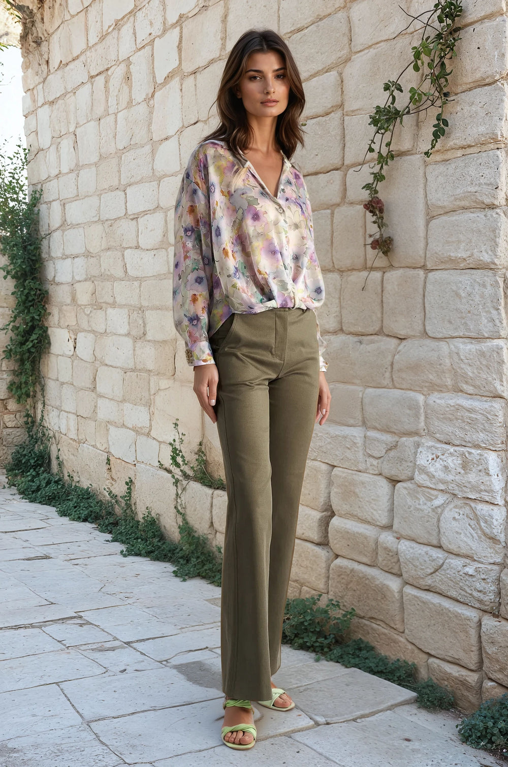 Floral Twisted Knot Front Shirt