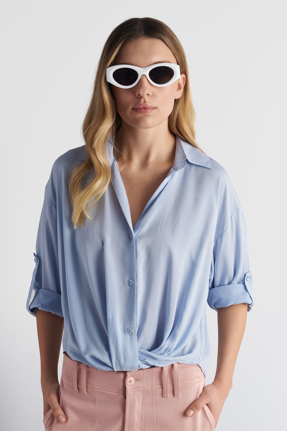 V-Neck Shirt With Twisted Knot Detail