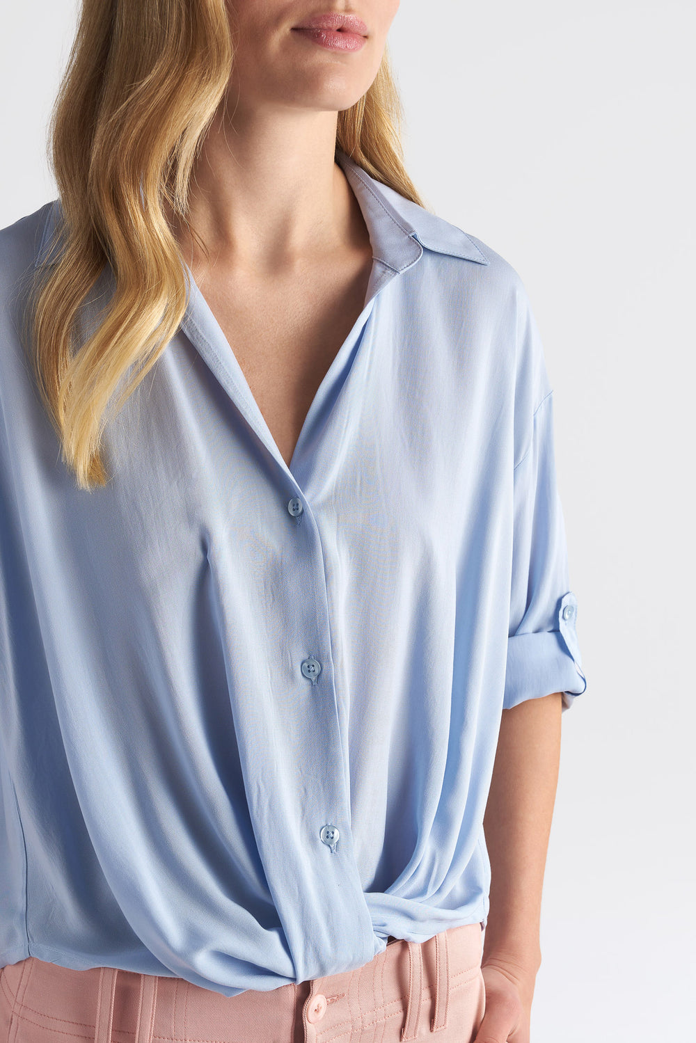 V-Neck Shirt With Twisted Knot Detail