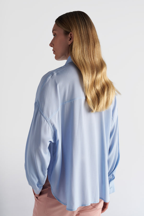 Loose Crop Shirt With Sleeve Detail