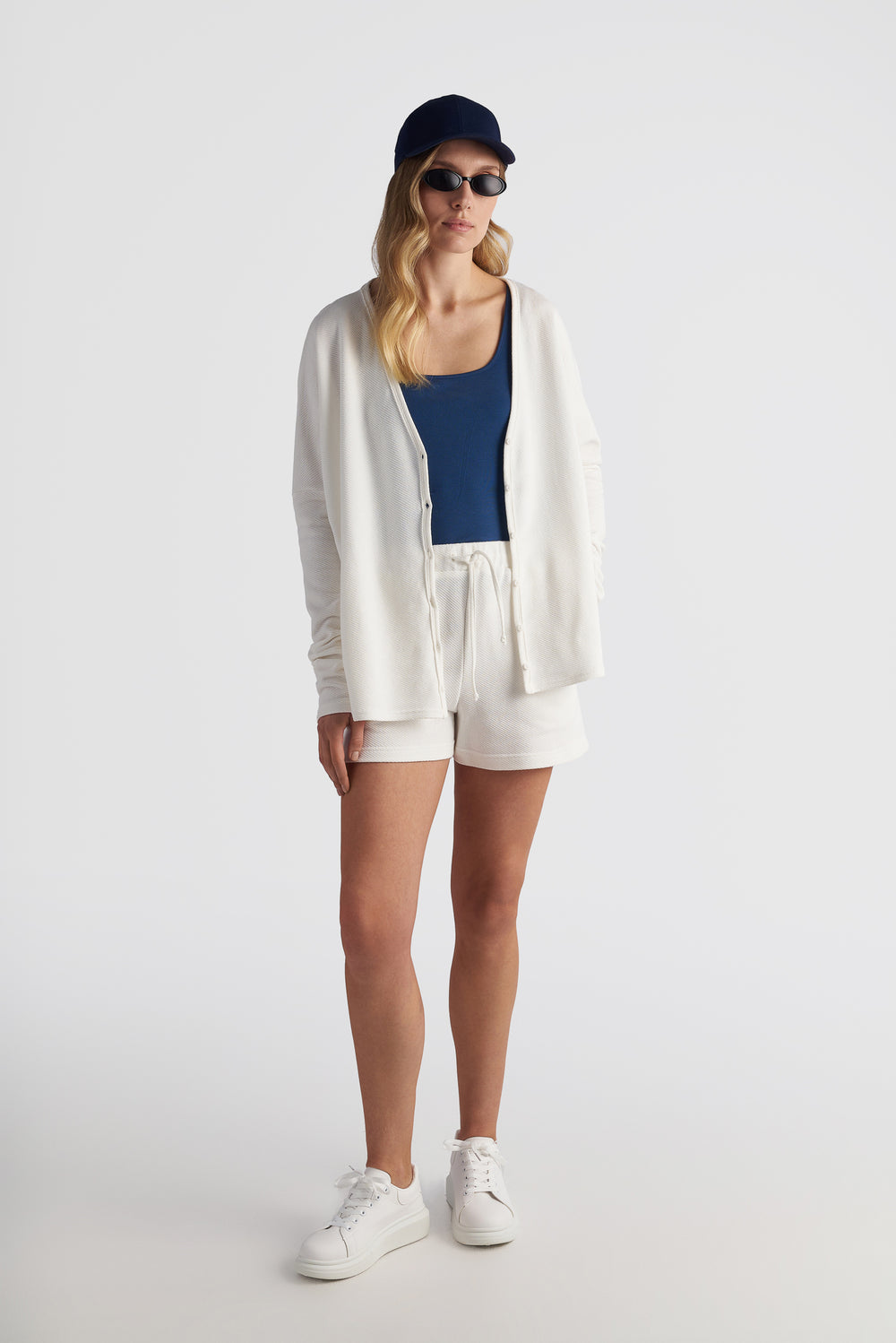V-Neck Piquet Cardigan