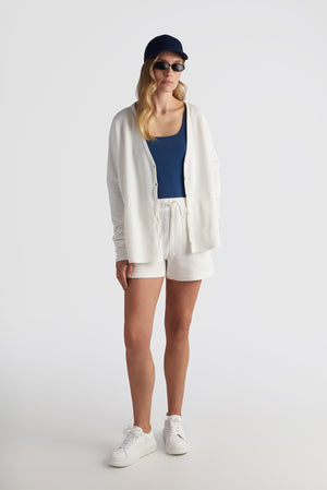 V-Neck Piquet Cardigan