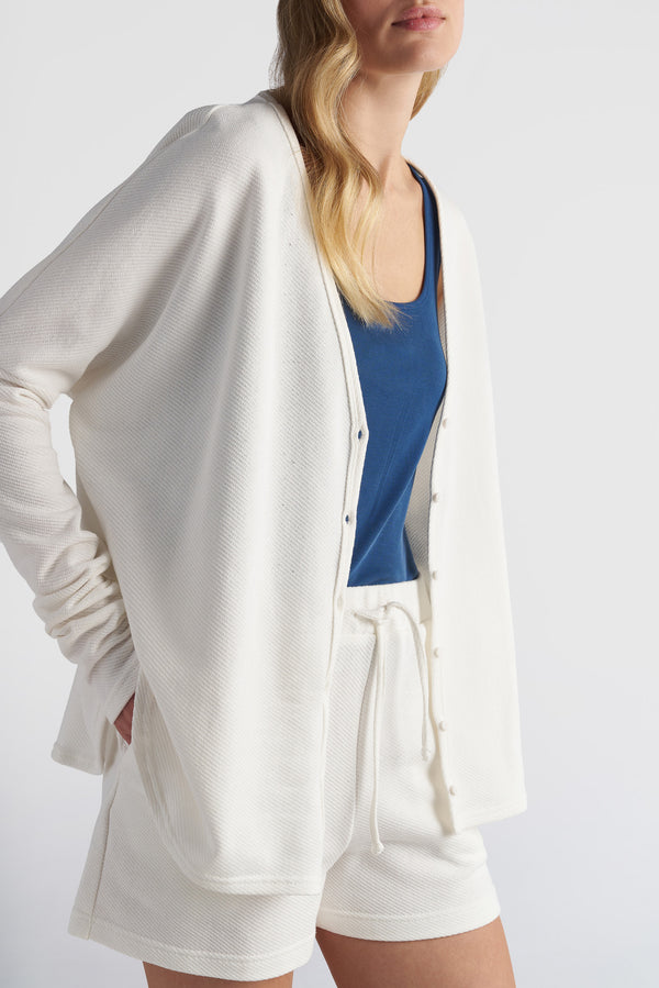 V-Neck Piquet Cardigan