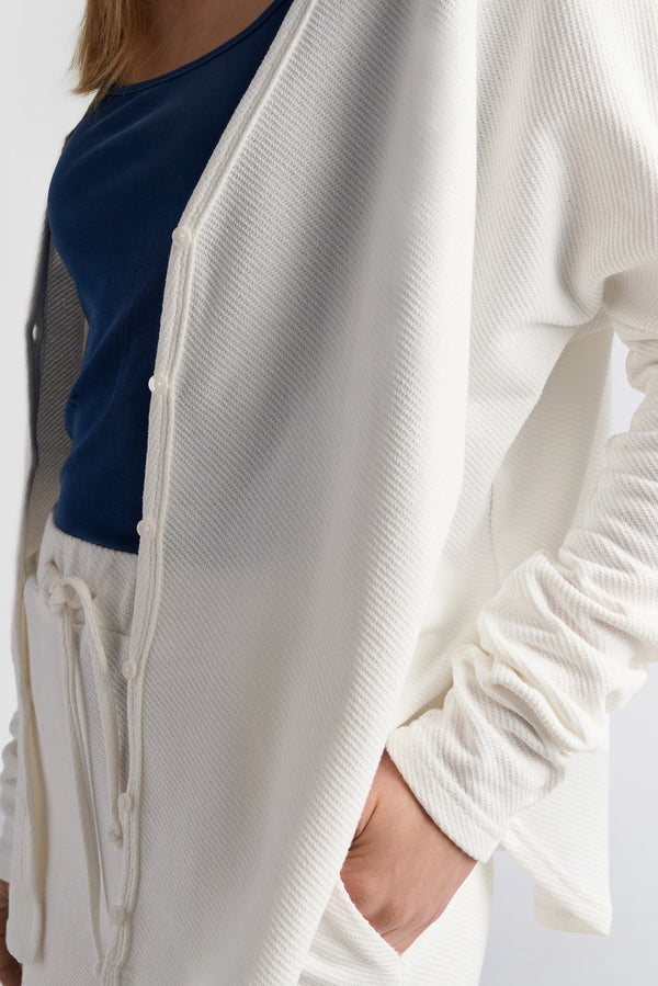 V-Neck Piquet Cardigan