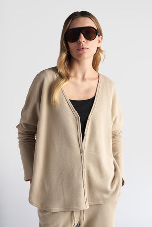 V-Neck Piquet Cardigan