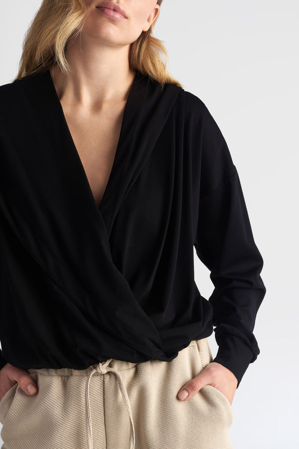 Hoodie Crossed Front Top