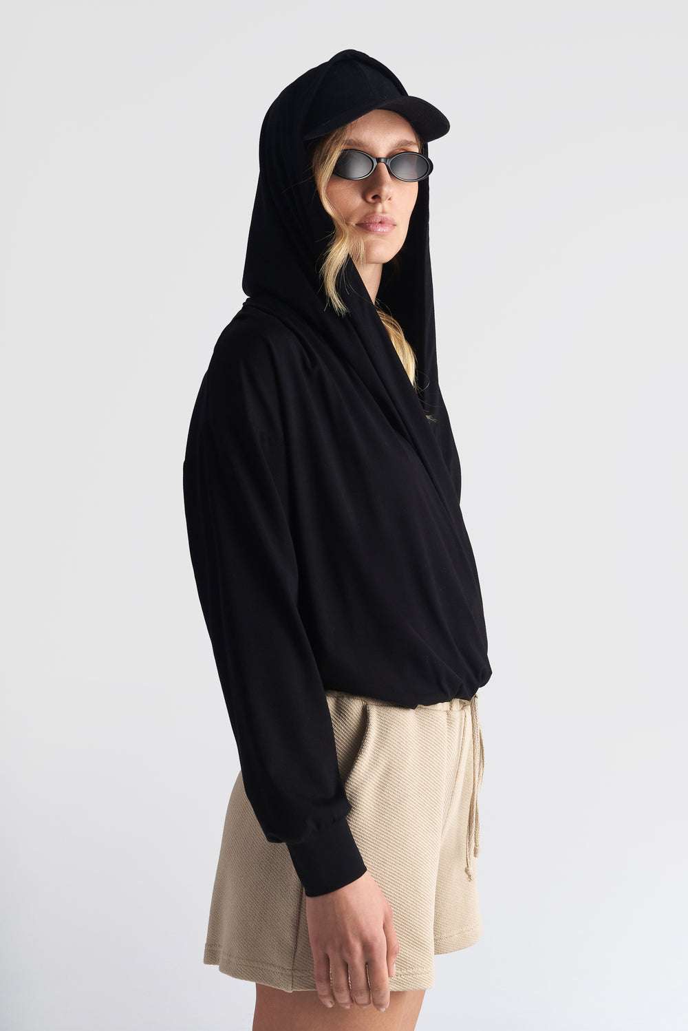 Hoodie Crossed Front Top