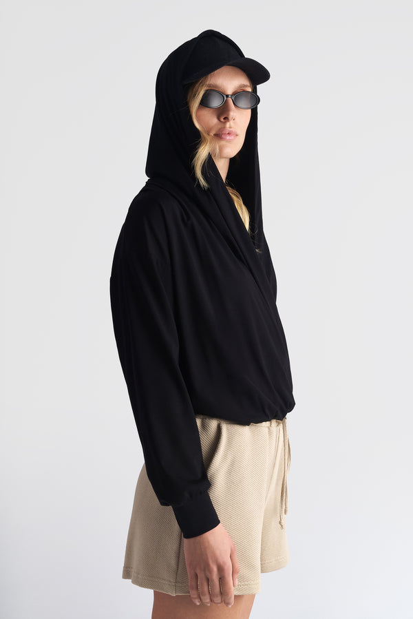 Hoodie Crossed Front Top