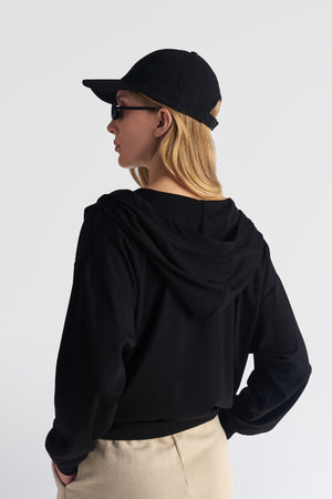 Hoodie Crossed Front Top