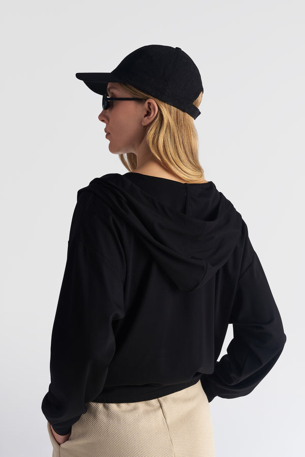 Hoodie Crossed Front Top