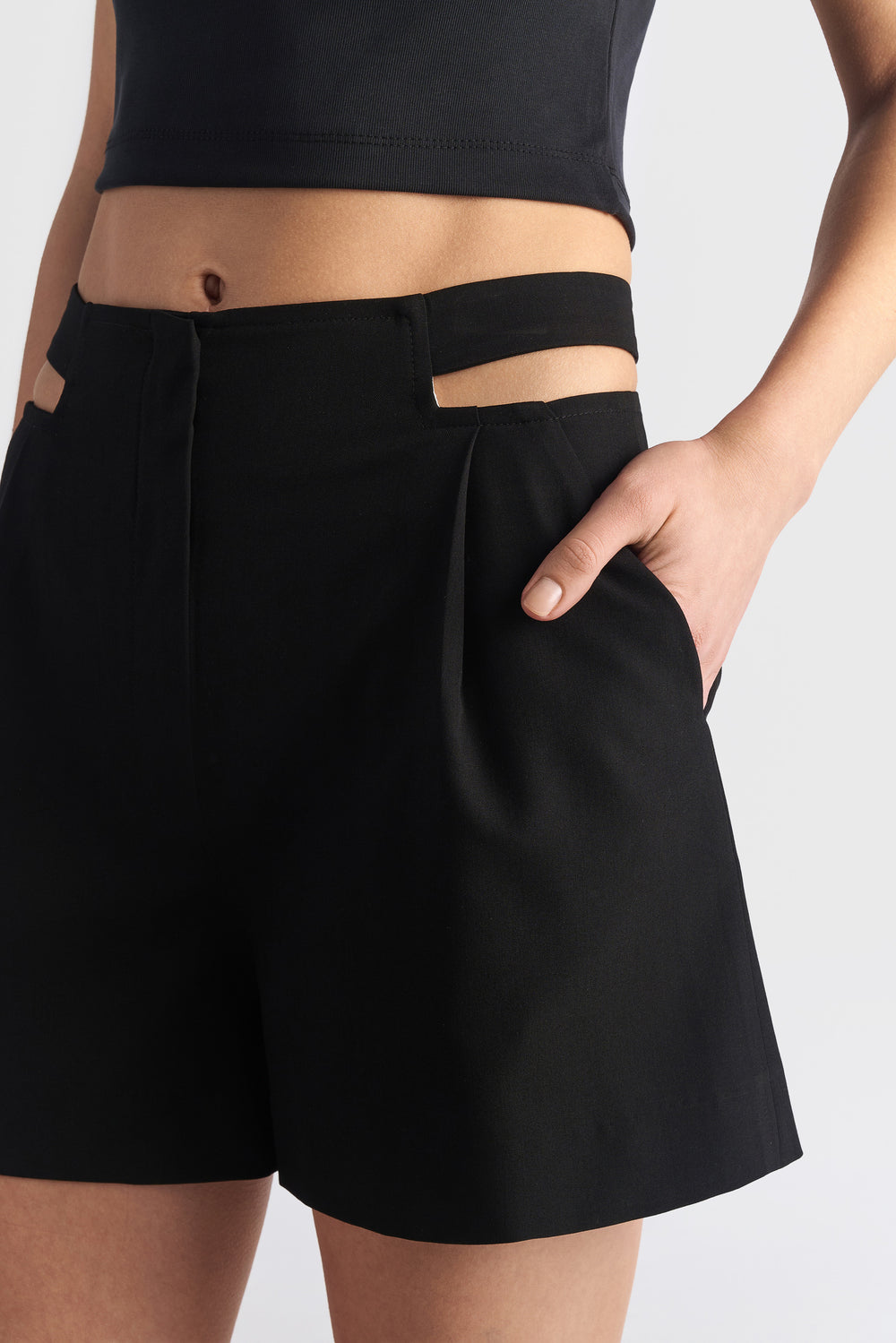 Cut-Out Waist Shorts