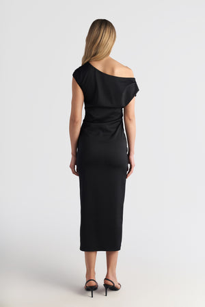 Drape Off Shoulder Midi Dress