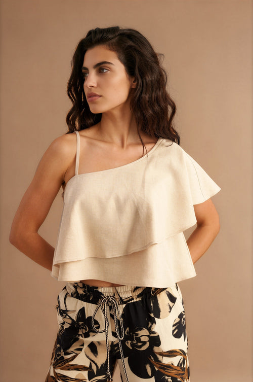 Dune One Shoulder Top Sand