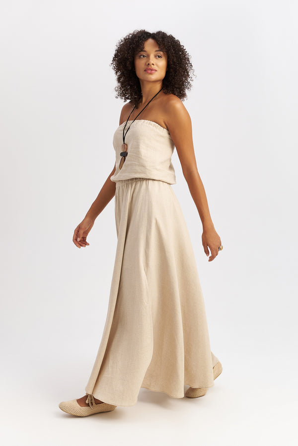 Dune Strapless Linen Dress Sand