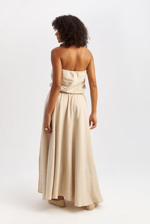 Dune Strapless Linen Dress Sand