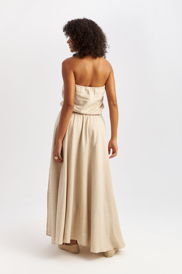 Dune Strapless Linen Dress Sand