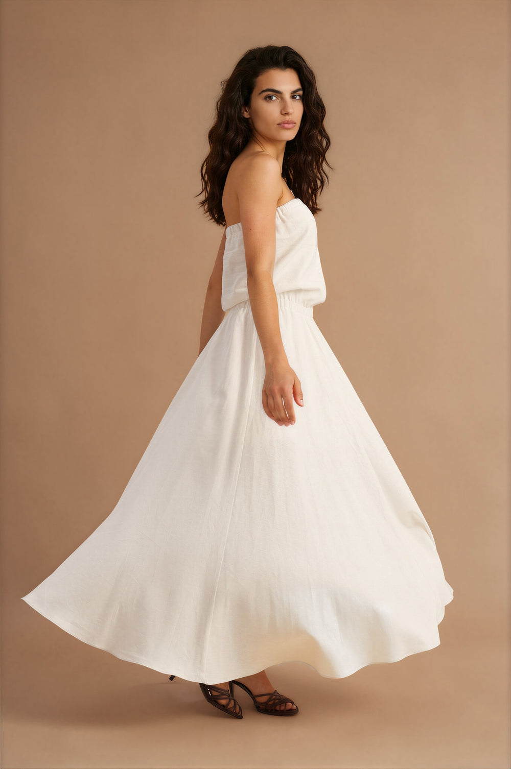 Dune Strapless Linen Dress White