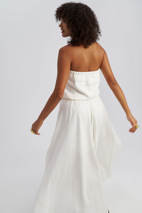 Dune Strapless Linen Dress White