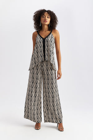 Ethnic Print Flare Trousers