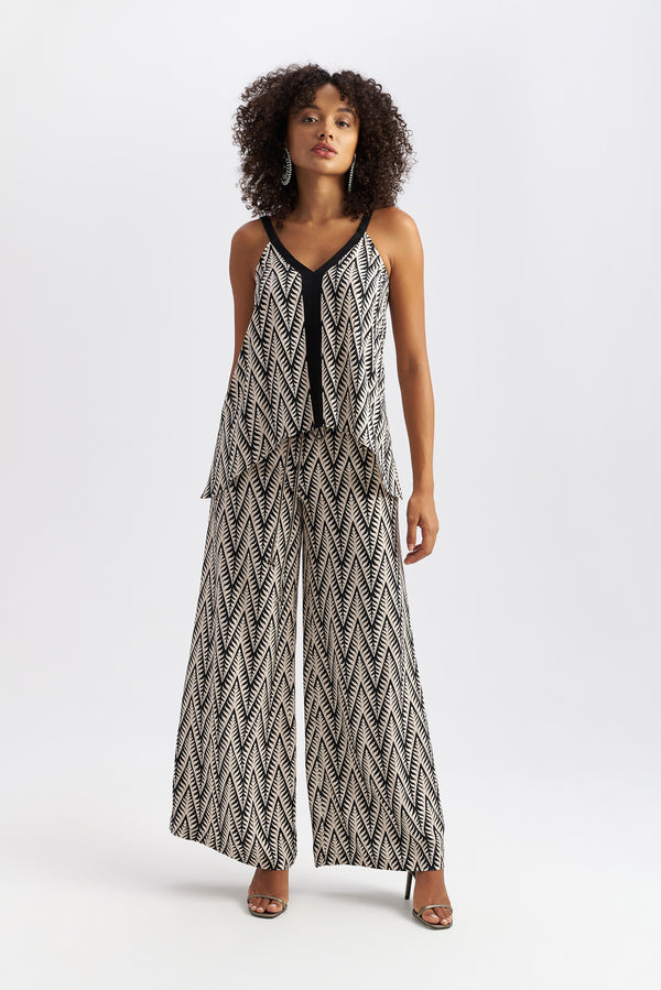 Ethnic Print Flare Trousers