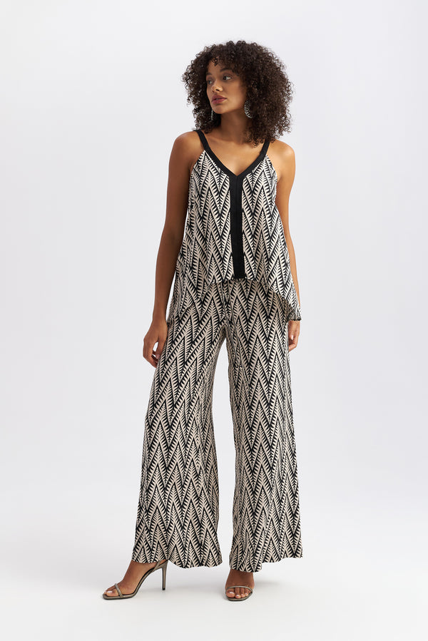 Ethnic Print Flare Trousers