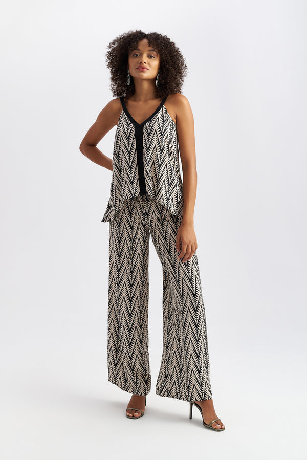 Ethnic Print Flare Trousers