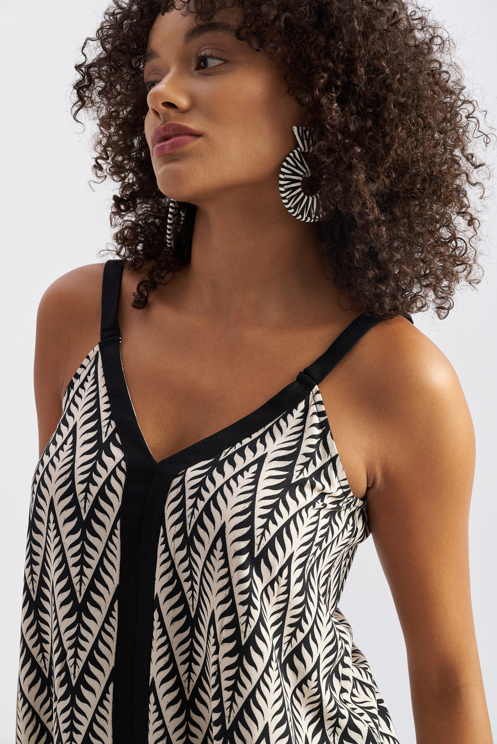 Ethnic Print V-Neck Top