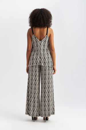Ethnic Print Flare Trousers