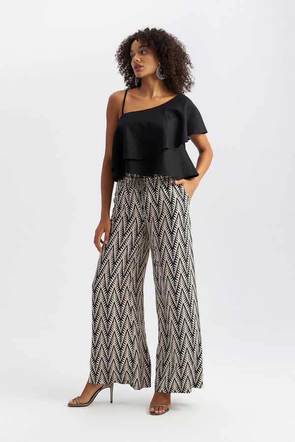 Ethnic Print Flare Trousers
