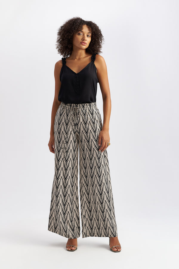 Ethnic Print Flare Trousers