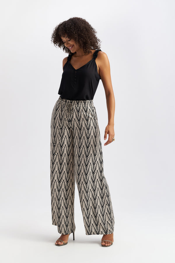 Ethnic Print Flare Trousers