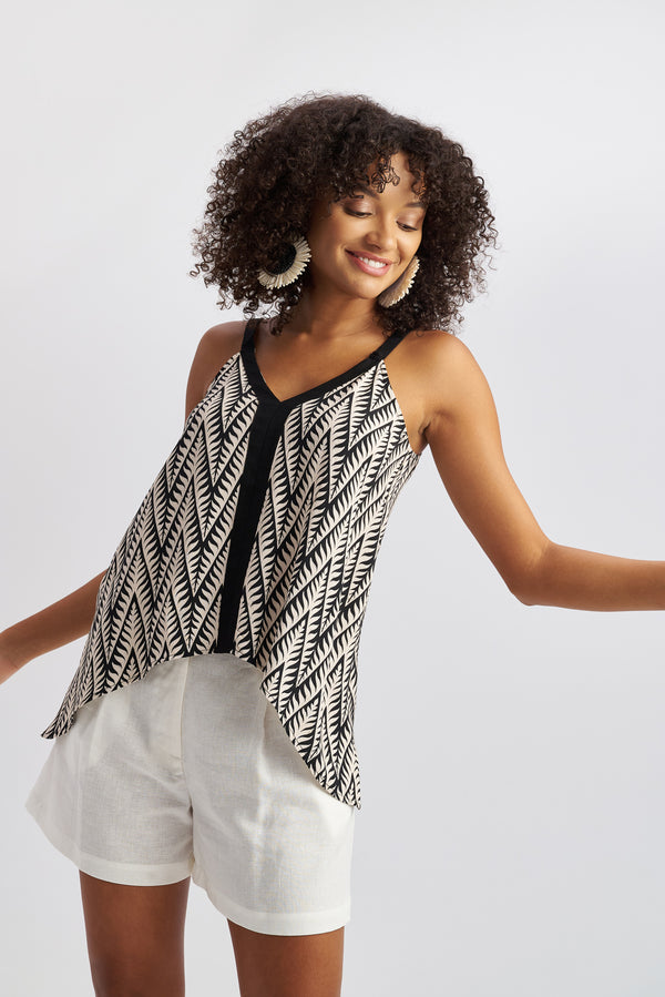 Ethnic Print V-Neck Top