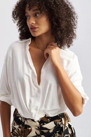 V-Neck Shirt With Twisted Knot Detail
