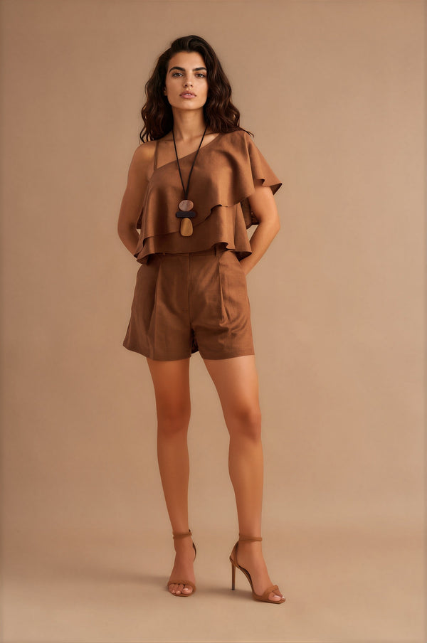 Dune Linen Shorts Brown