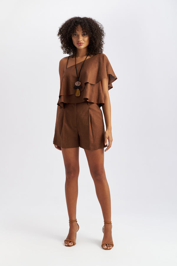 Dune Linen Shorts Brown