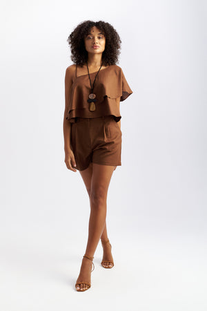 Dune Linen Shorts Brown