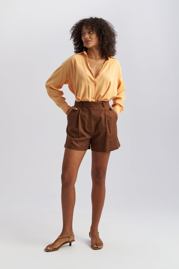 Dune Linen Shorts Brown
