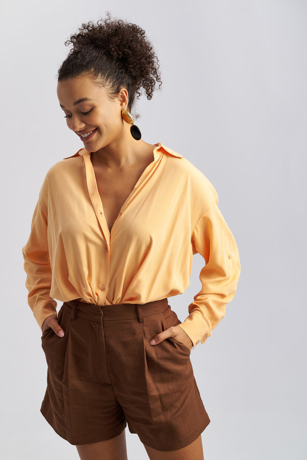 Dune Linen Shorts Brown