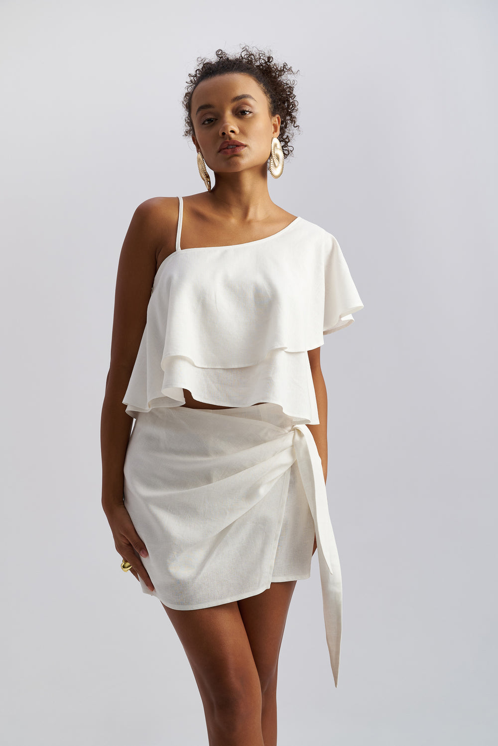 Thalia One Shoulder Top White
