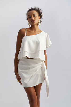 Thalia One Shoulder Top White