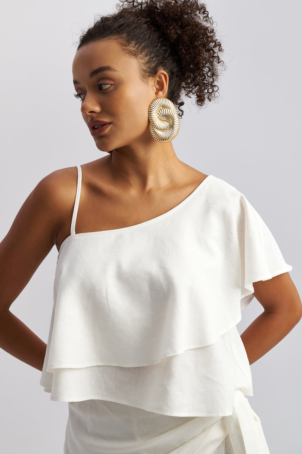 Thalia One Shoulder Top White