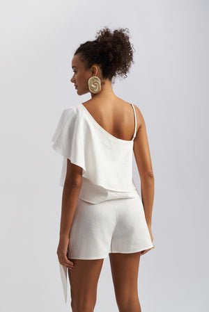 Thalia One Shoulder Top White