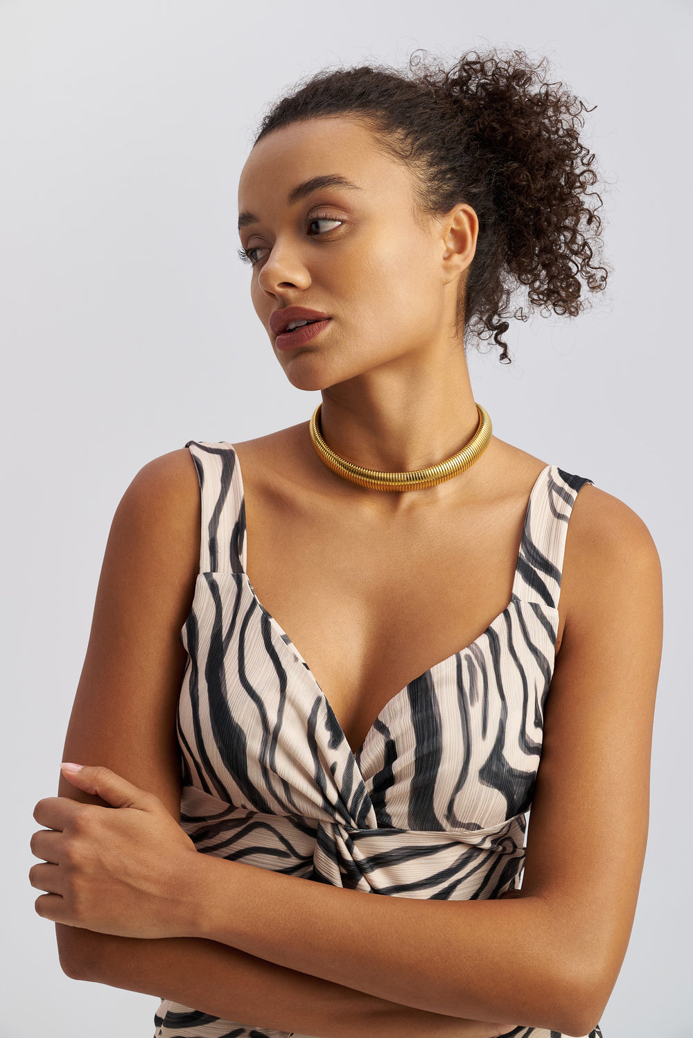  Ζεβρέ Crop Top με Κόμπο